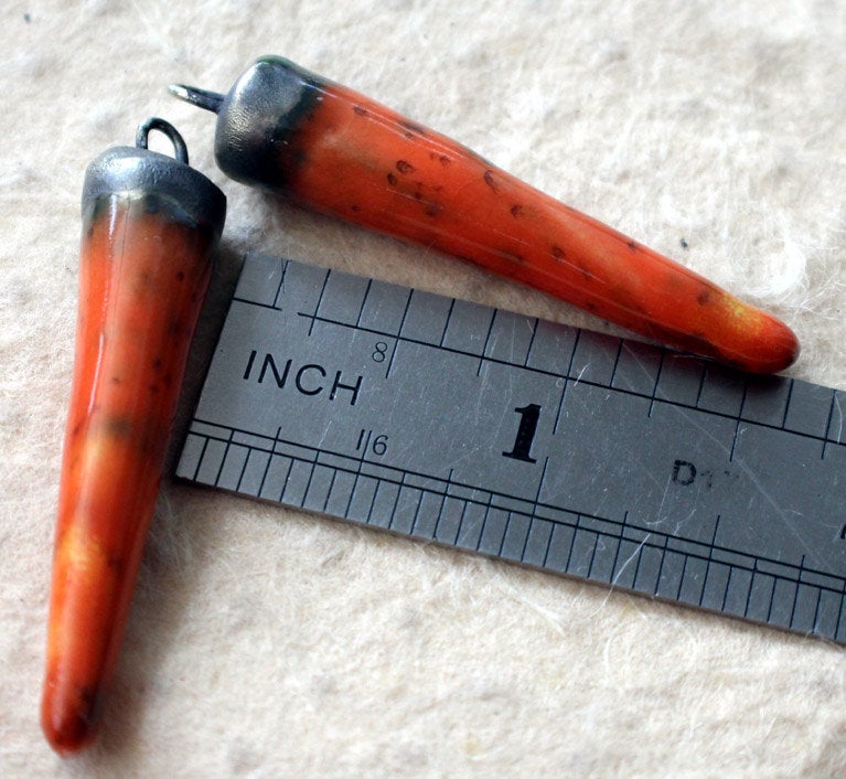 Ceramic Spikes Earring Charms -Wildfire