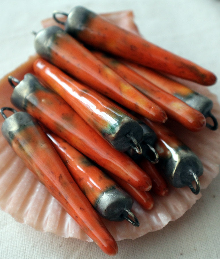 Ceramic Spikes Earring Charms -Wildfire