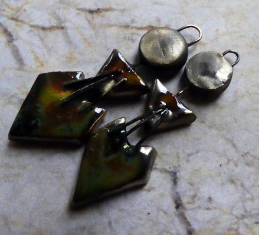 Ceramic Art Deco Inspired Stapled Dangles -Pagoda