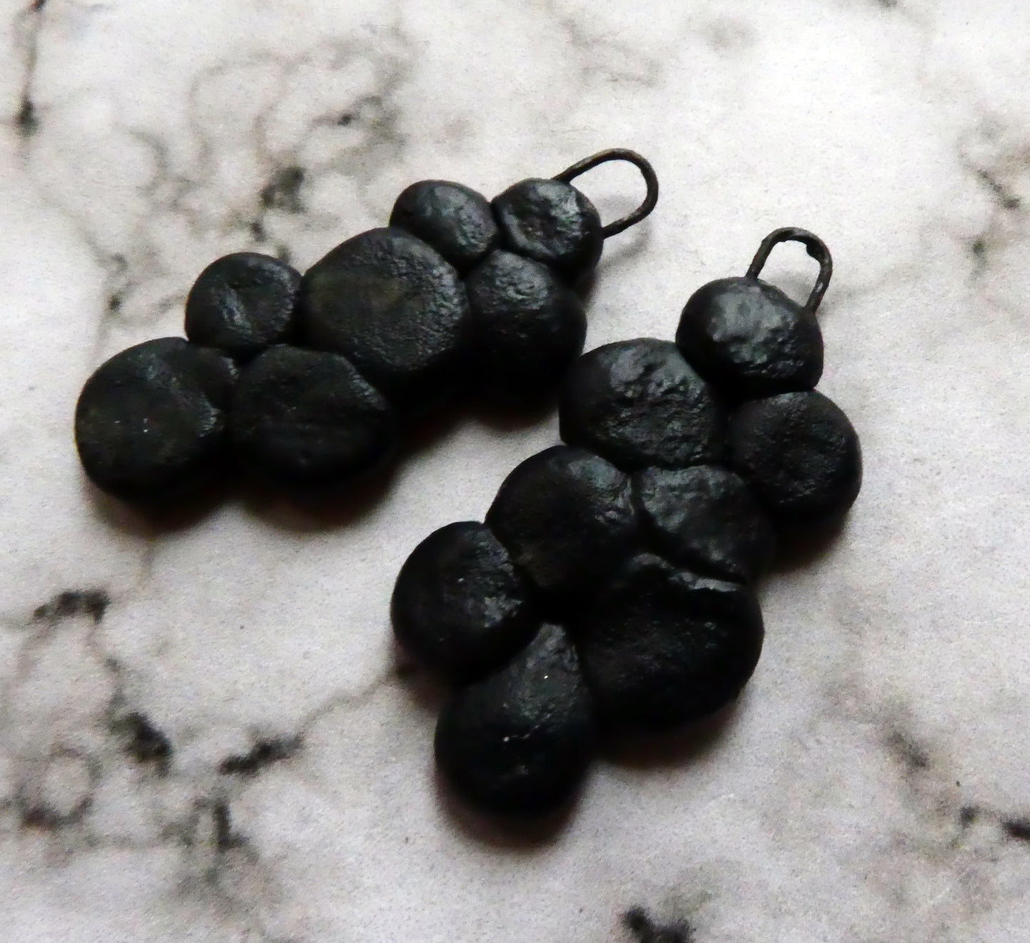 Ceramic Bubble Stack Earring Charms -Matte Black