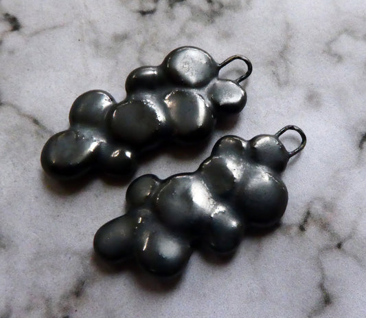 Ceramic Bubble Stack Earring Charms -Pewter