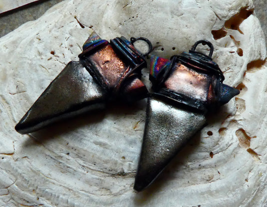 Ceramic Wire Wrapped Spearhead Earring Charms - Gloria