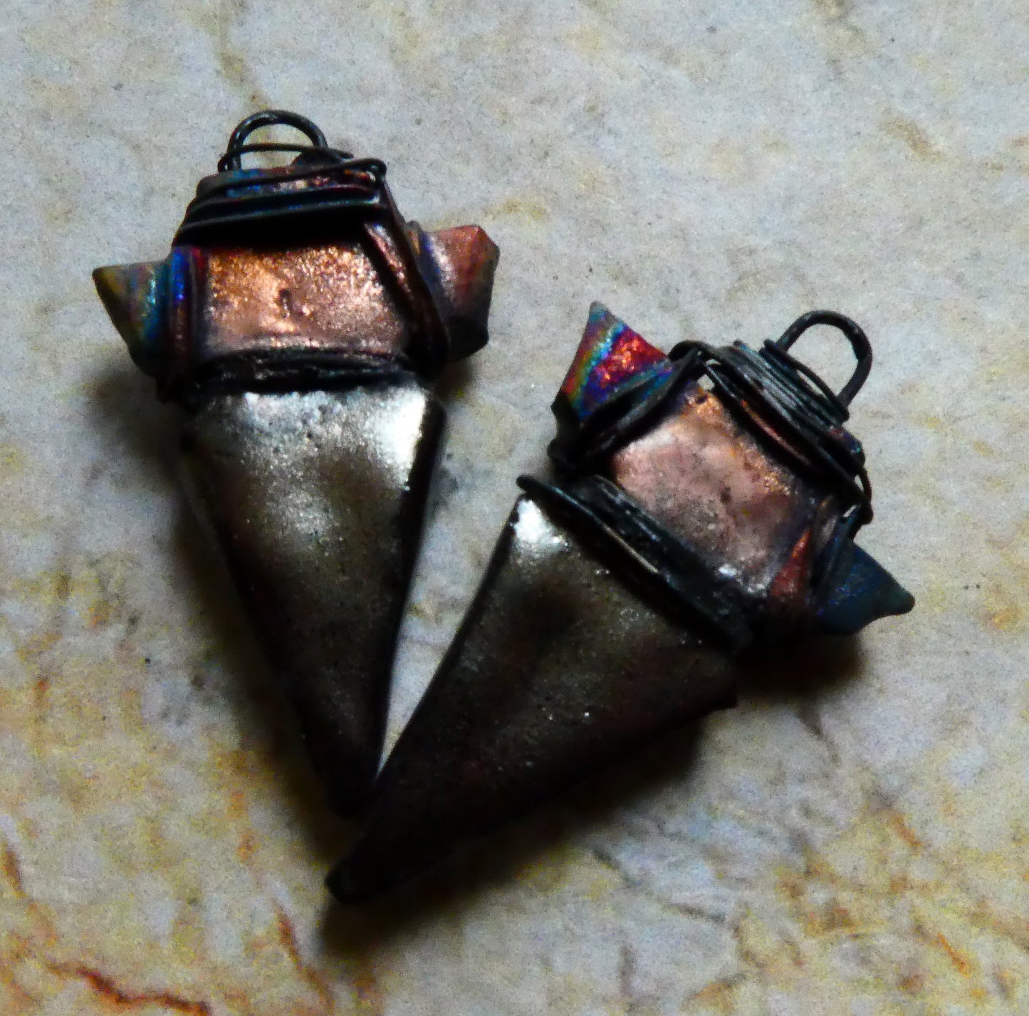 Ceramic Wire Wrapped Spearhead Earring Charms - Gloria