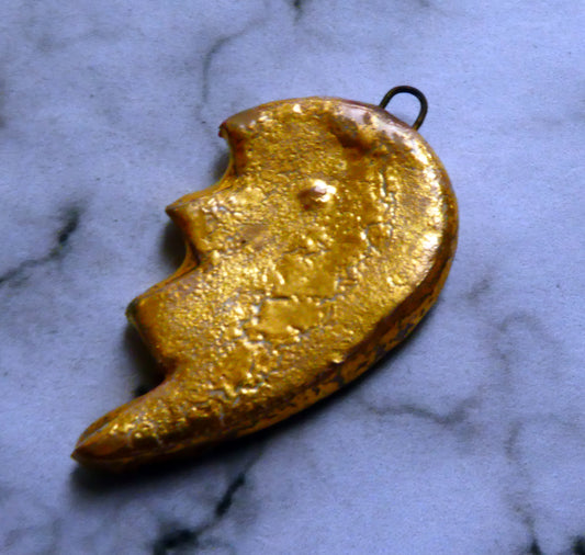 Ceramic Half Heart Pendant - Gold Lustre