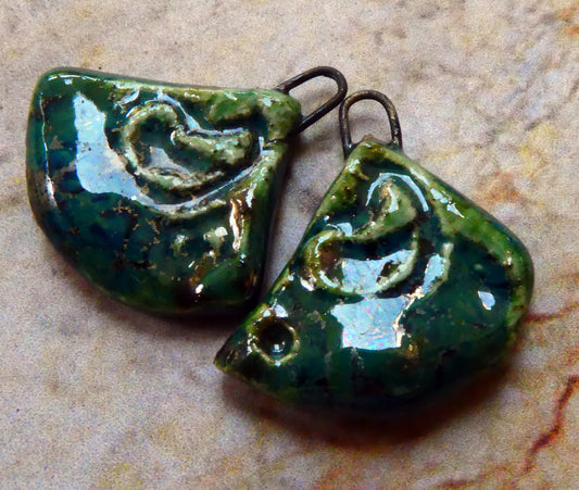 Ceramic LIttle Textured Wedge Earring Charms - Rockpool