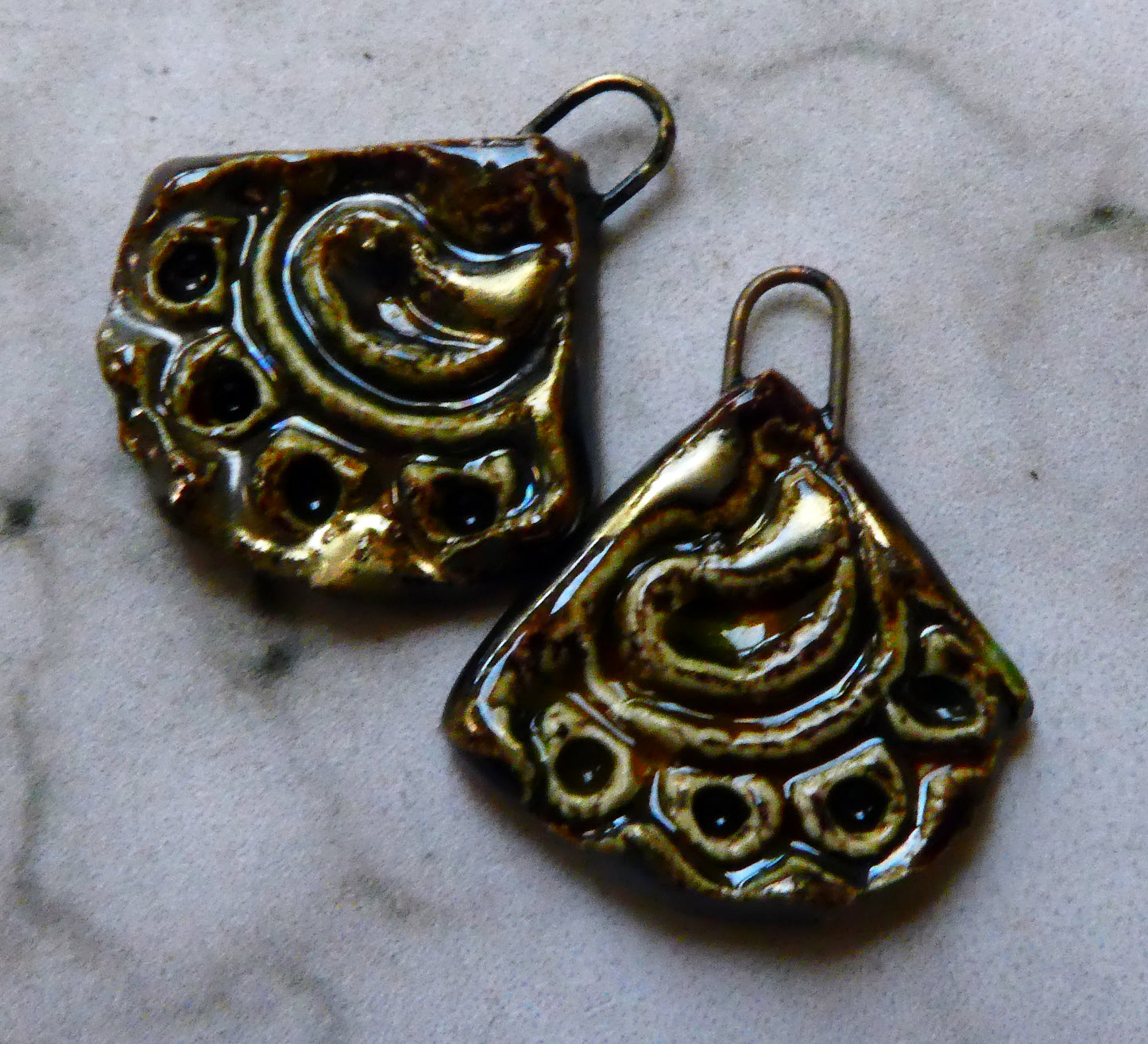 Ceramic LIttle Textured Wedge Earring Charms - Dune