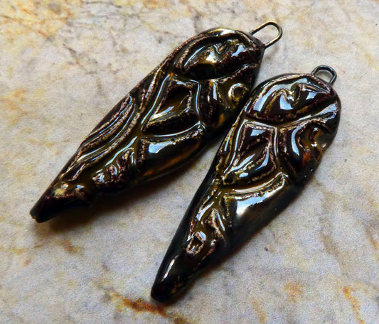 Ceramic Textured Spear Earring Charms - Dune