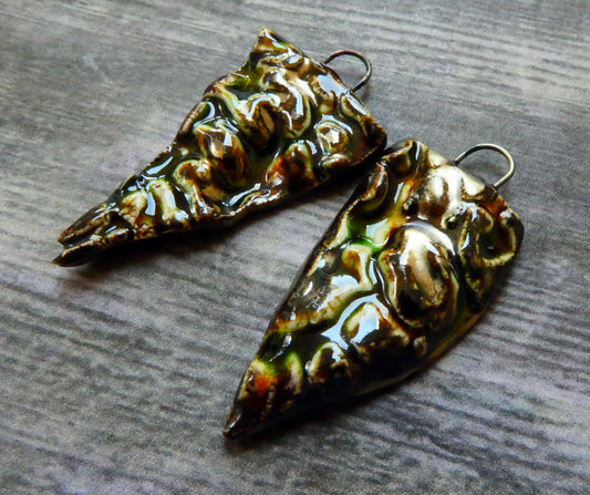 Ceramic Seaweed Textured Earring Charms - Dune