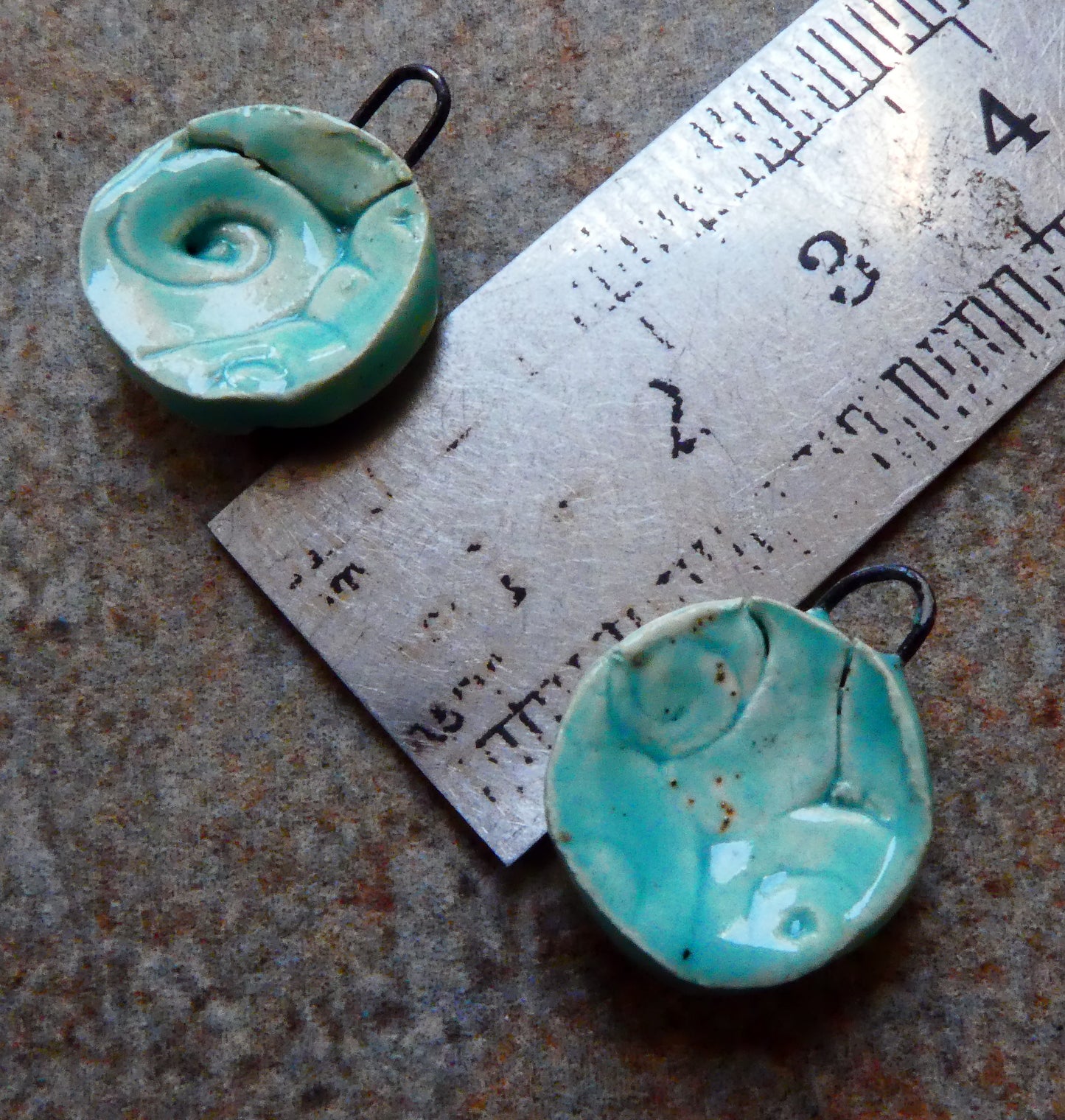 Ceramic Flattened Spiral Cups - Aqua