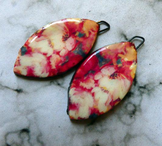 Ceramic Floral Pattern Decal Earring Drops #1