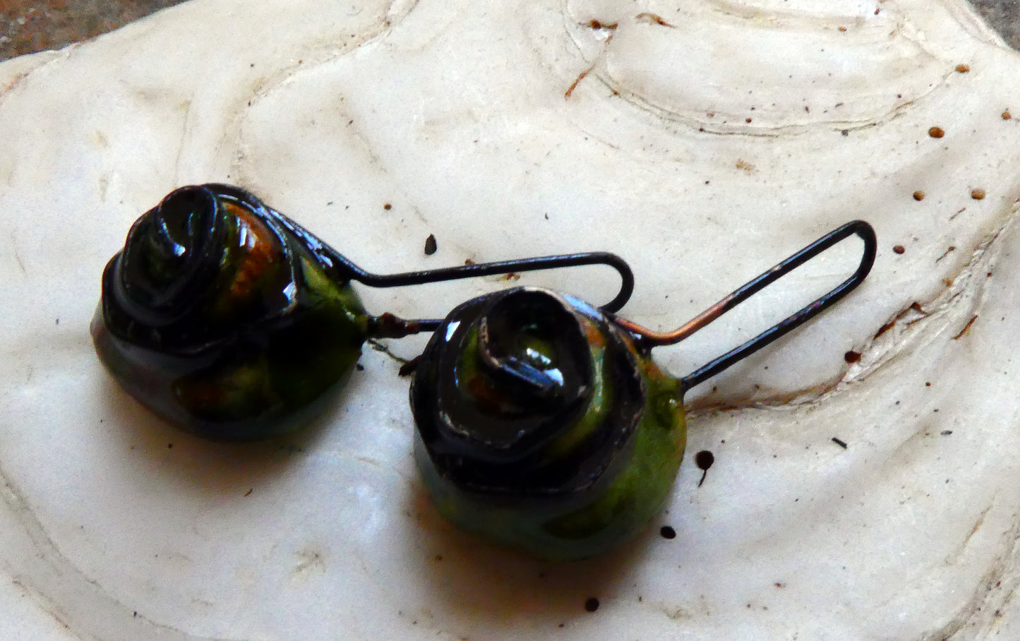 Ceramic Wire Spiral Earring Charms - Olive