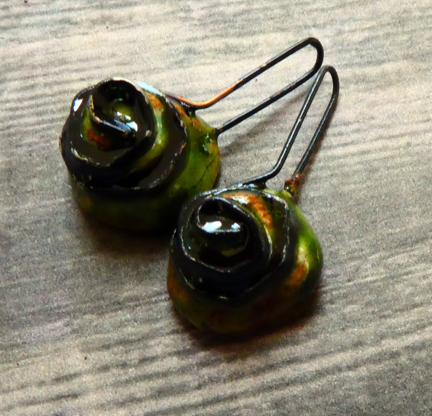 Ceramic Wire Spiral Earring Charms - Olive