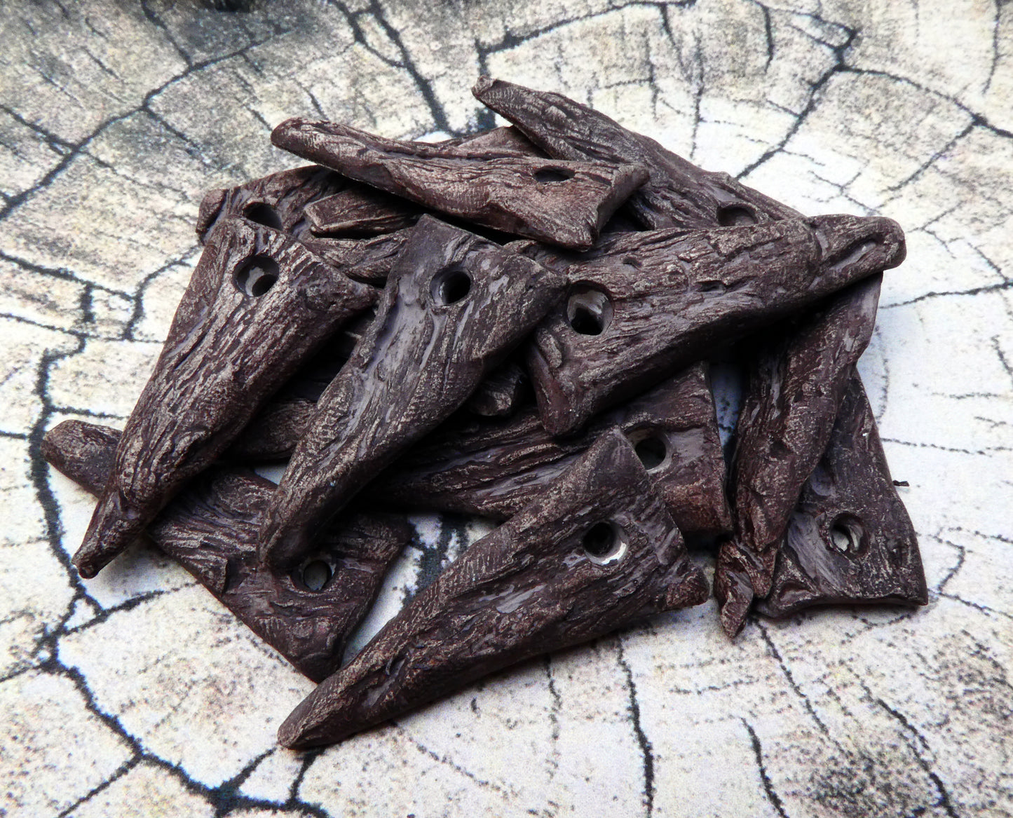 Ceramic Pointy Driftwood Shard Beads