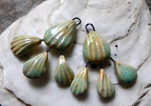 Ceramic Shell Chandelier Earring Dangles -Seaspray