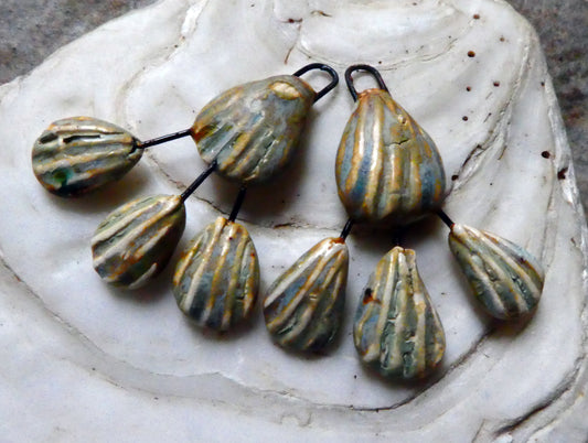 Ceramic Shell Chandelier Earring Dangles -Titanium #2