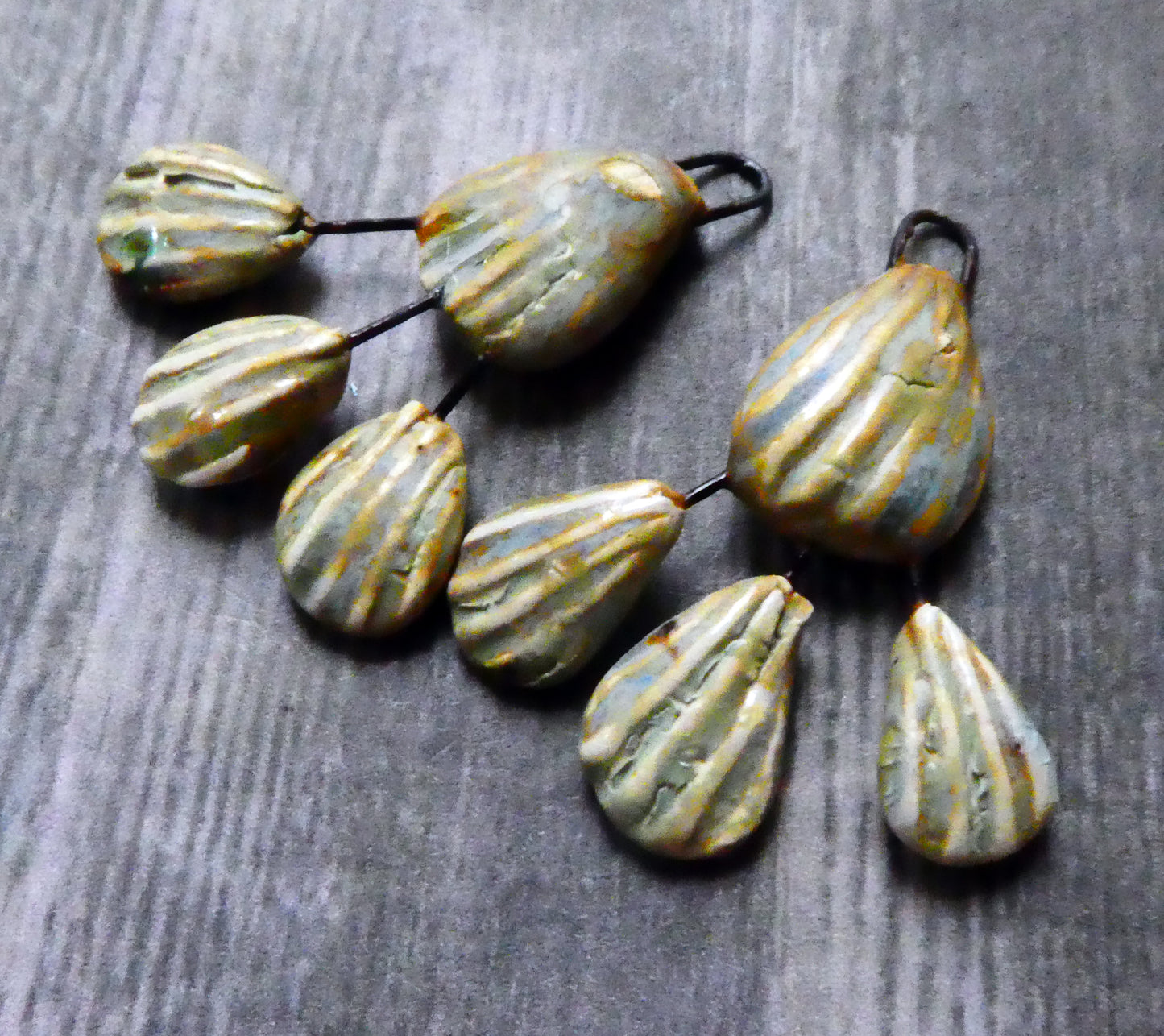 Ceramic Shell Chandelier Earring Dangles -Titanium #2