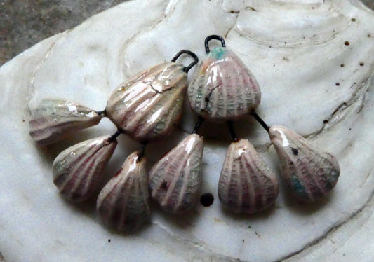 Ceramic Shell Chandelier Earring Dangles -Orchid