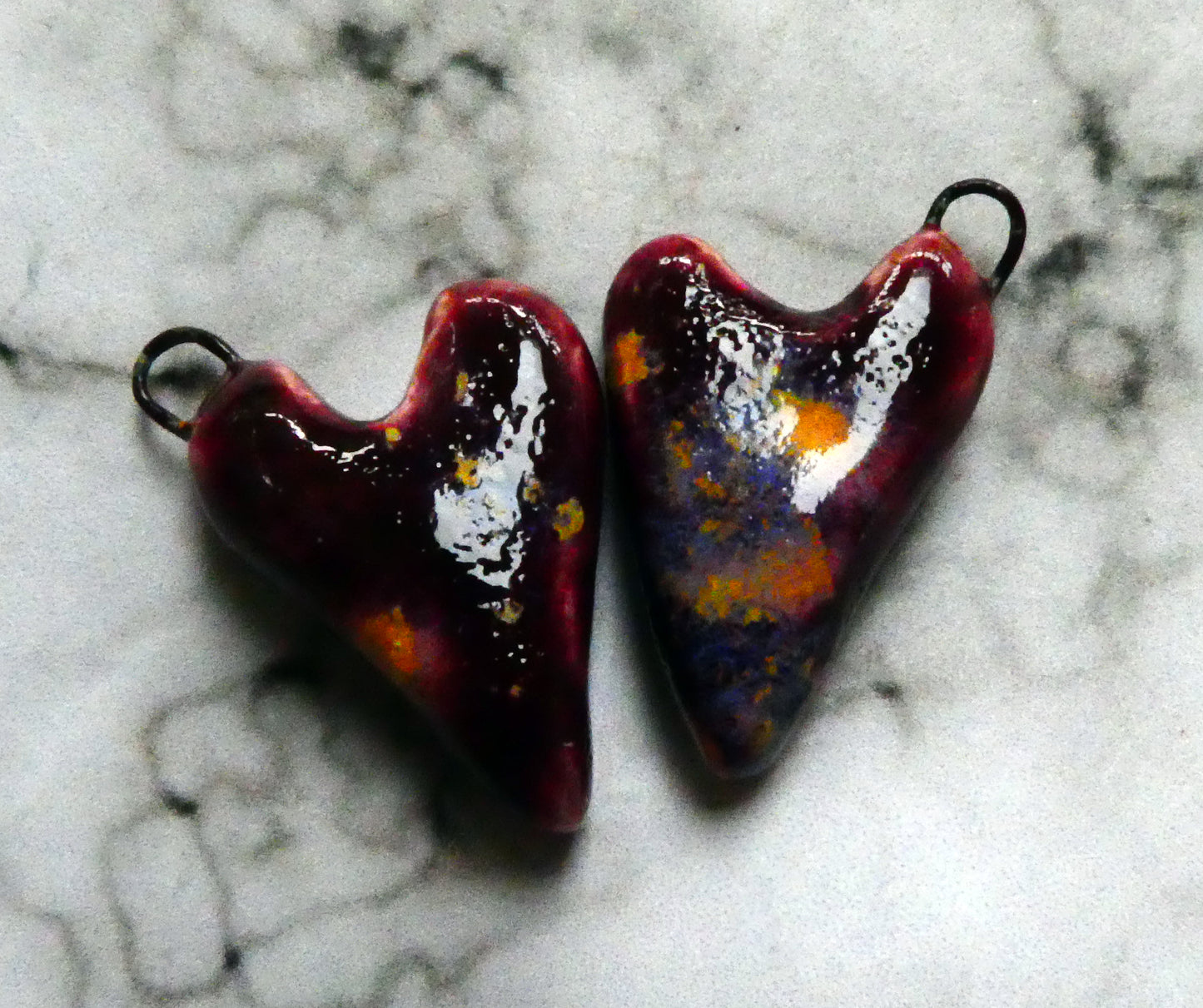 Ceramic Heart Earring Charms - Sailors Delight