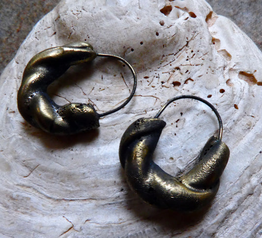 Ceramic Twisted Hoop Earring Charms - Bronzy