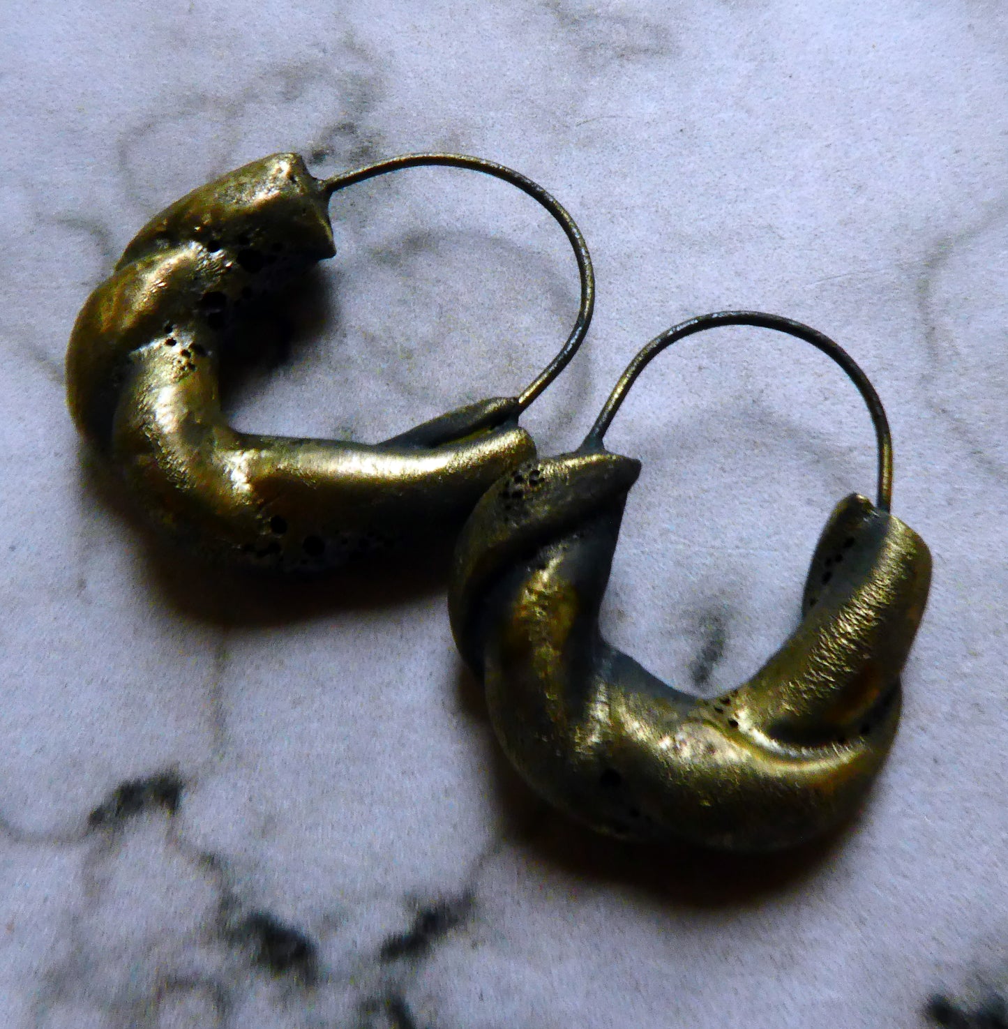 Ceramic Twisted Hoop Earring Charms - Bronzy