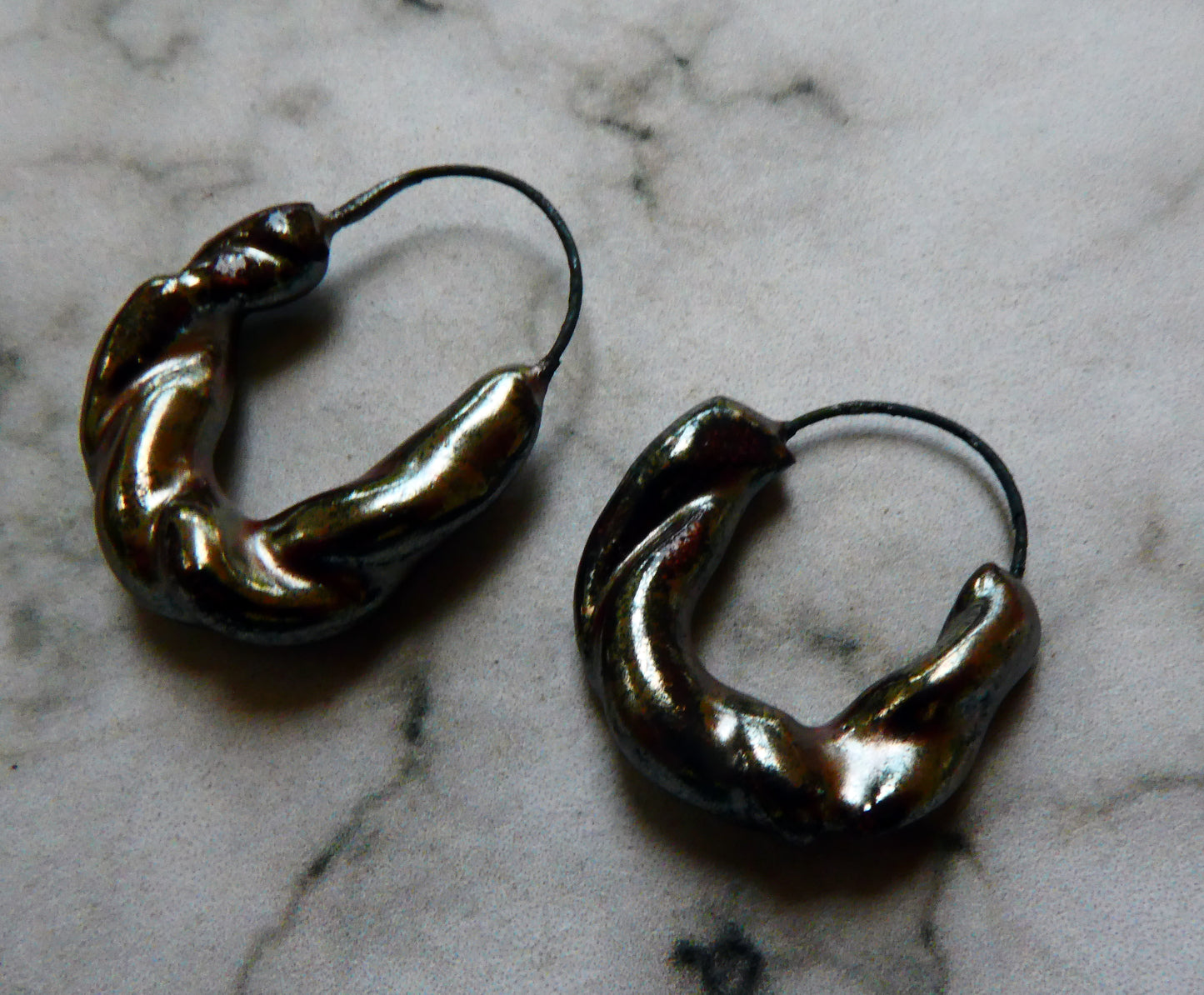 Ceramic Twisted Hoop Earring Charms -Baroque