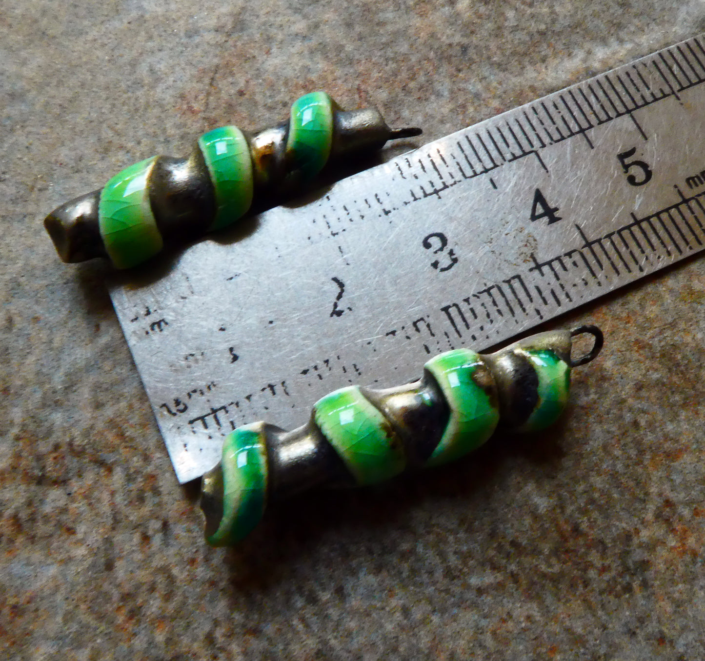 Ceramic Coiled Sticks Earring Charms - Lime