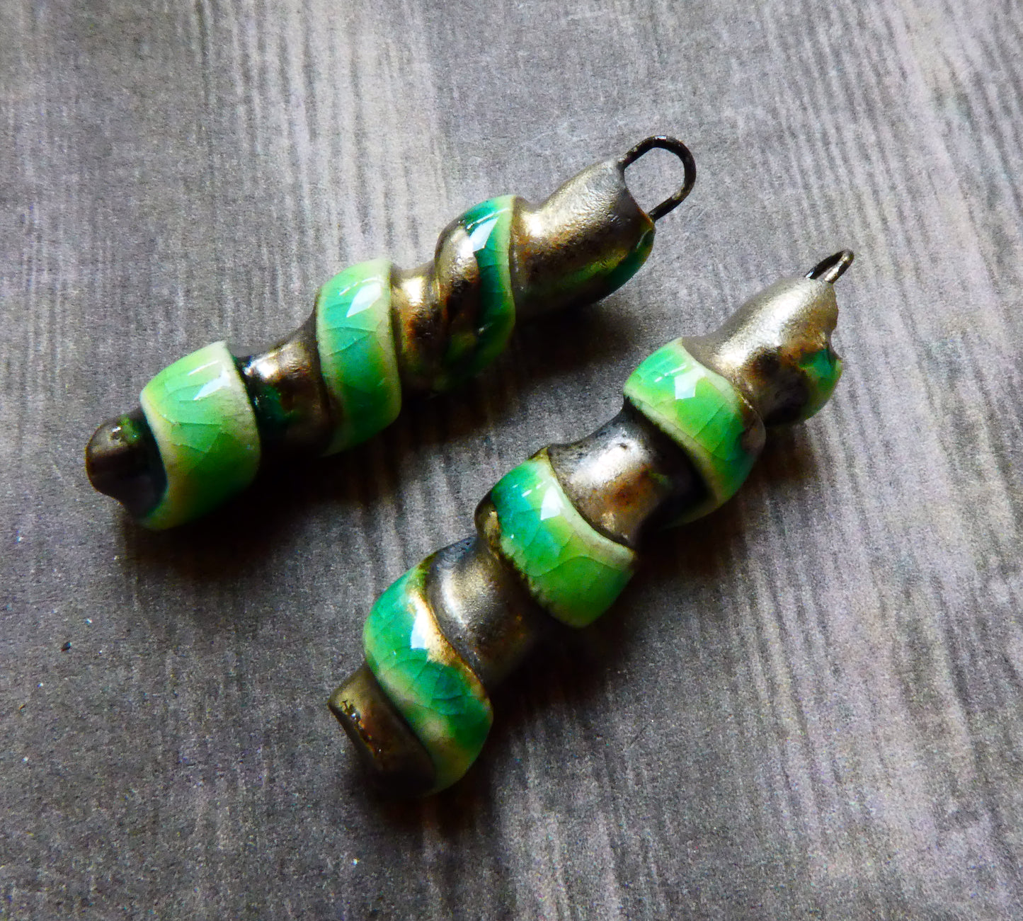 Ceramic Coiled Sticks Earring Charms - Lime