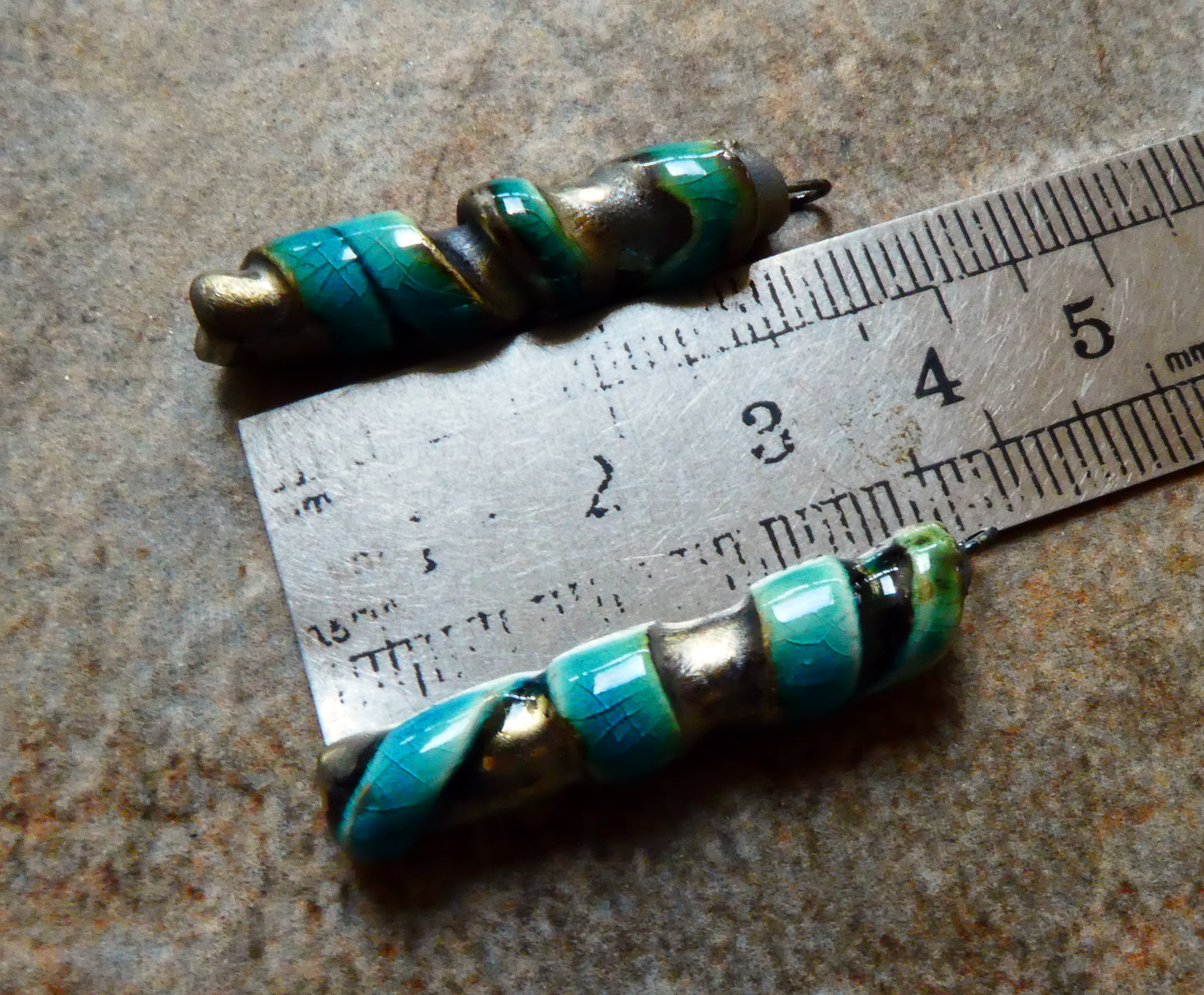 Ceramic Coiled Sticks Earring Charms - Topaz