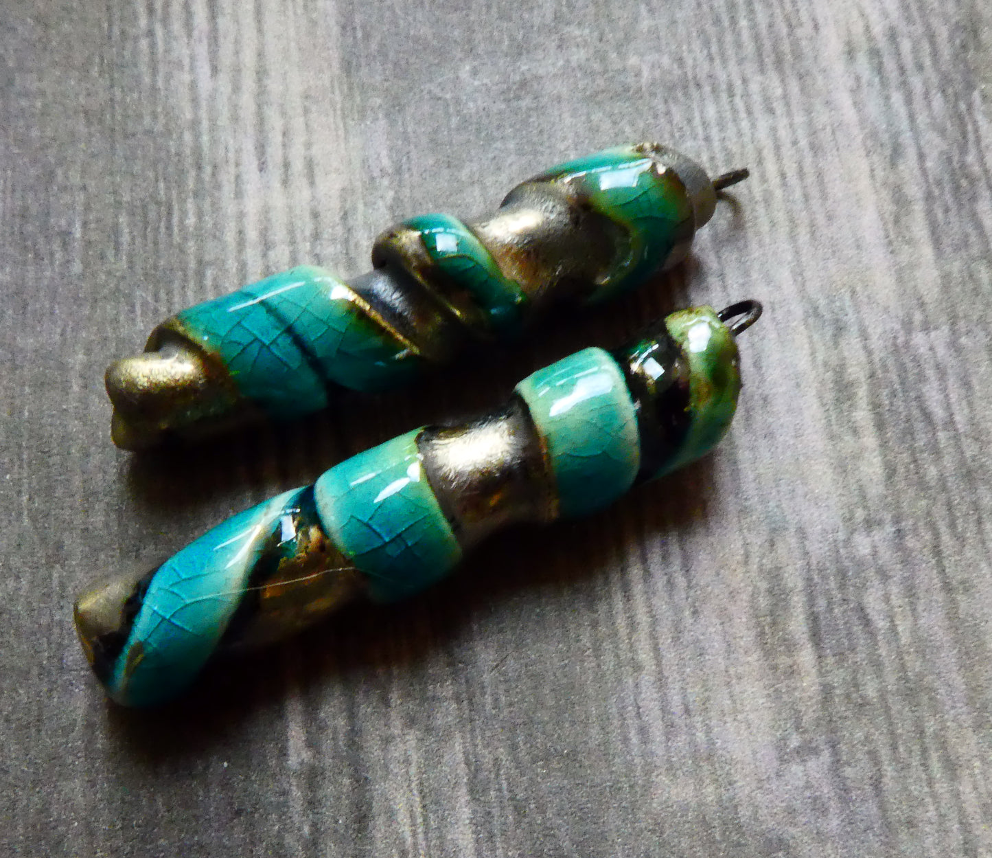 Ceramic Coiled Sticks Earring Charms - Topaz