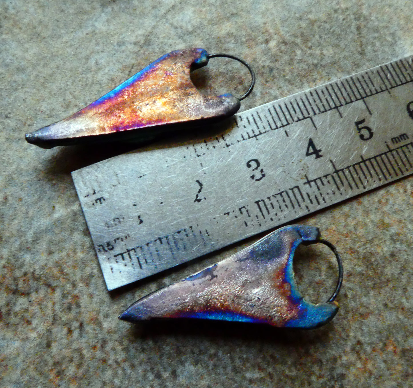 Ceramic Moulded Dagger Earring Charms - Vermillion Sunburst