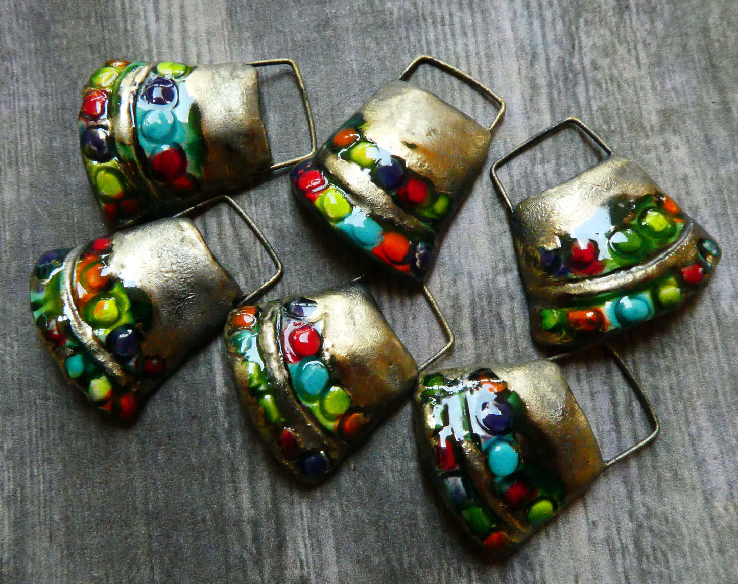 Ceramic Two Strand 'Beady' Wedge Earring Charms