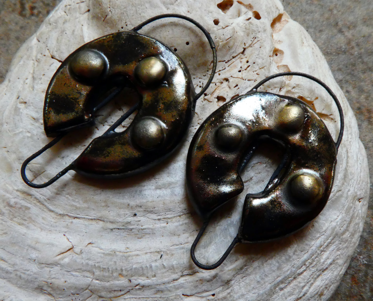 Ceramic Viking Granule Earring Connectors -Gloria