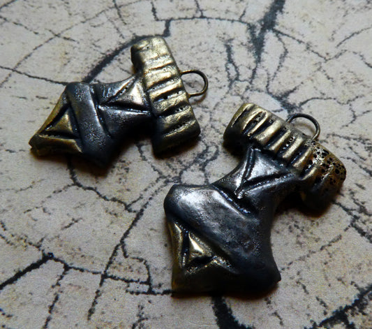 Ceramic Thors Hammer Earring Charms -Steel