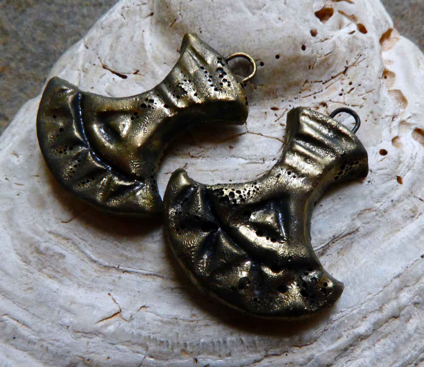 Ceramic Norse Earring Charms -Bronzy