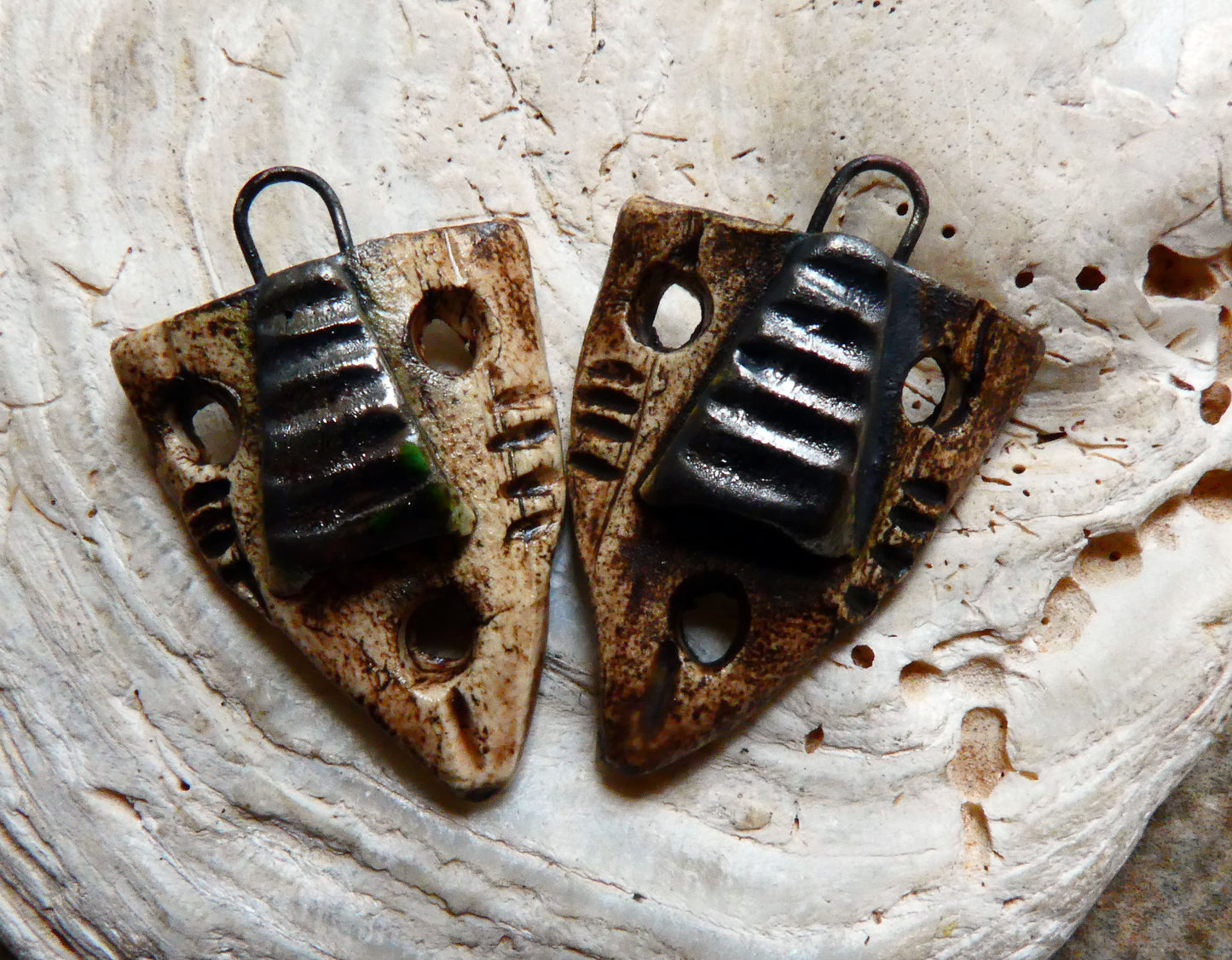 Ceramic Viking Mask Earring Charms #2