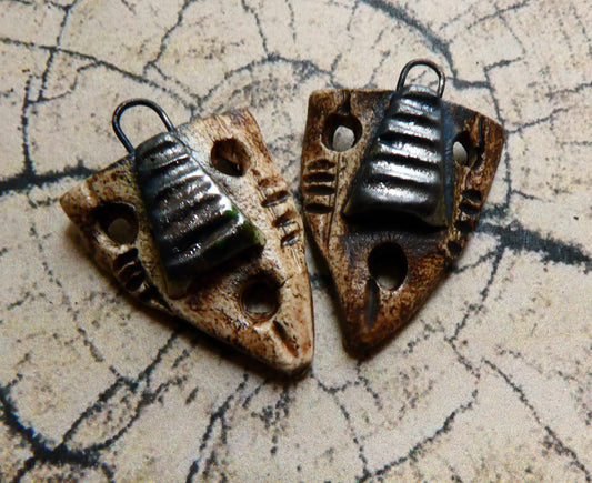 Ceramic Viking Mask Earring Charms #2