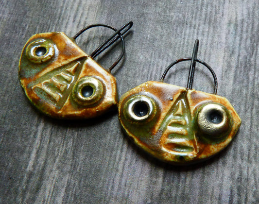 Ceramic Wedge Earring Charms - Old Copper