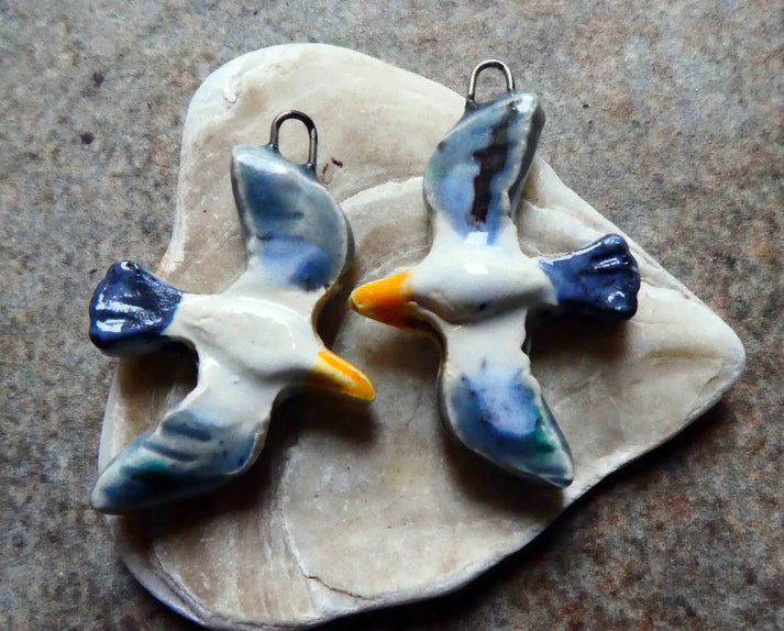 Ceramic Seagull Earring Charms