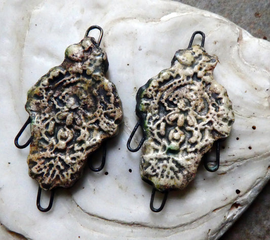 Ceramic Filligree Earring Connectors -Oxide