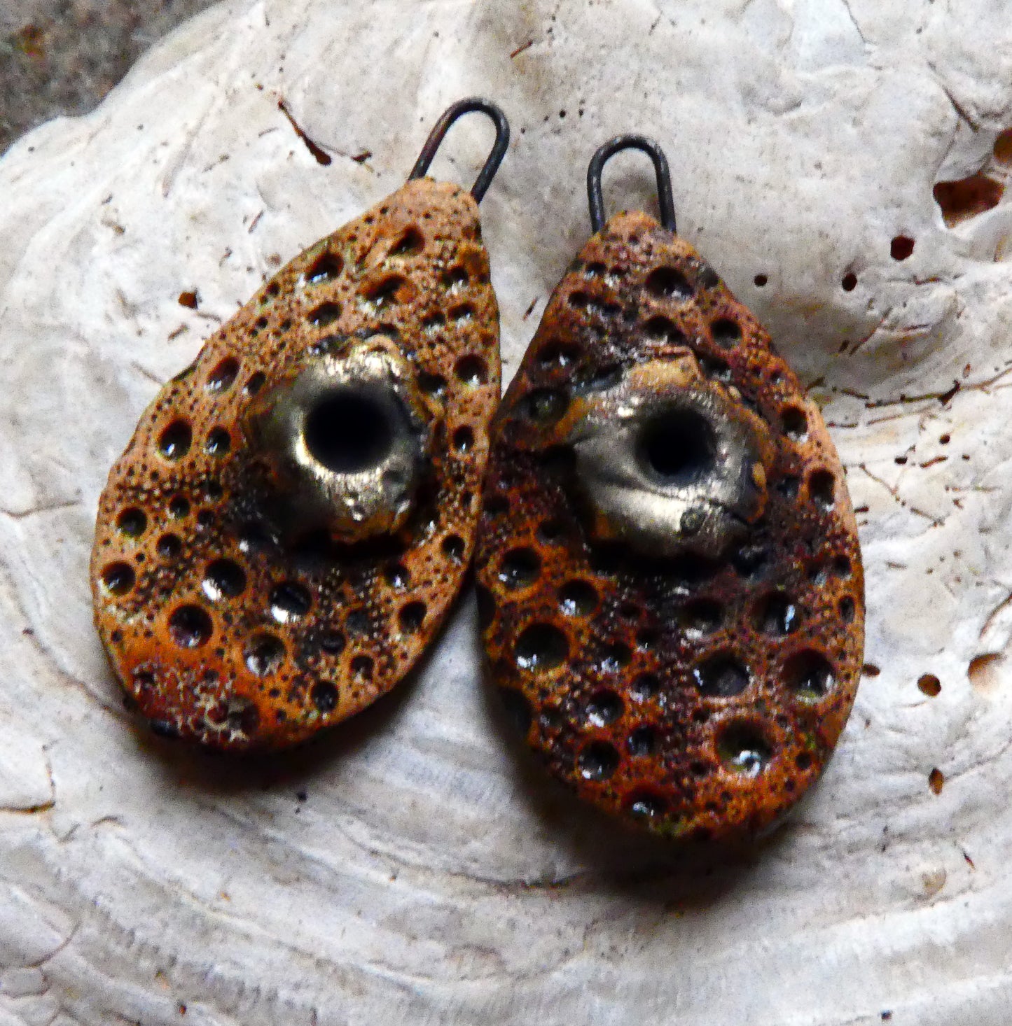 Ceramic Urchin Textured  Earring Charms -Tuscan Sun