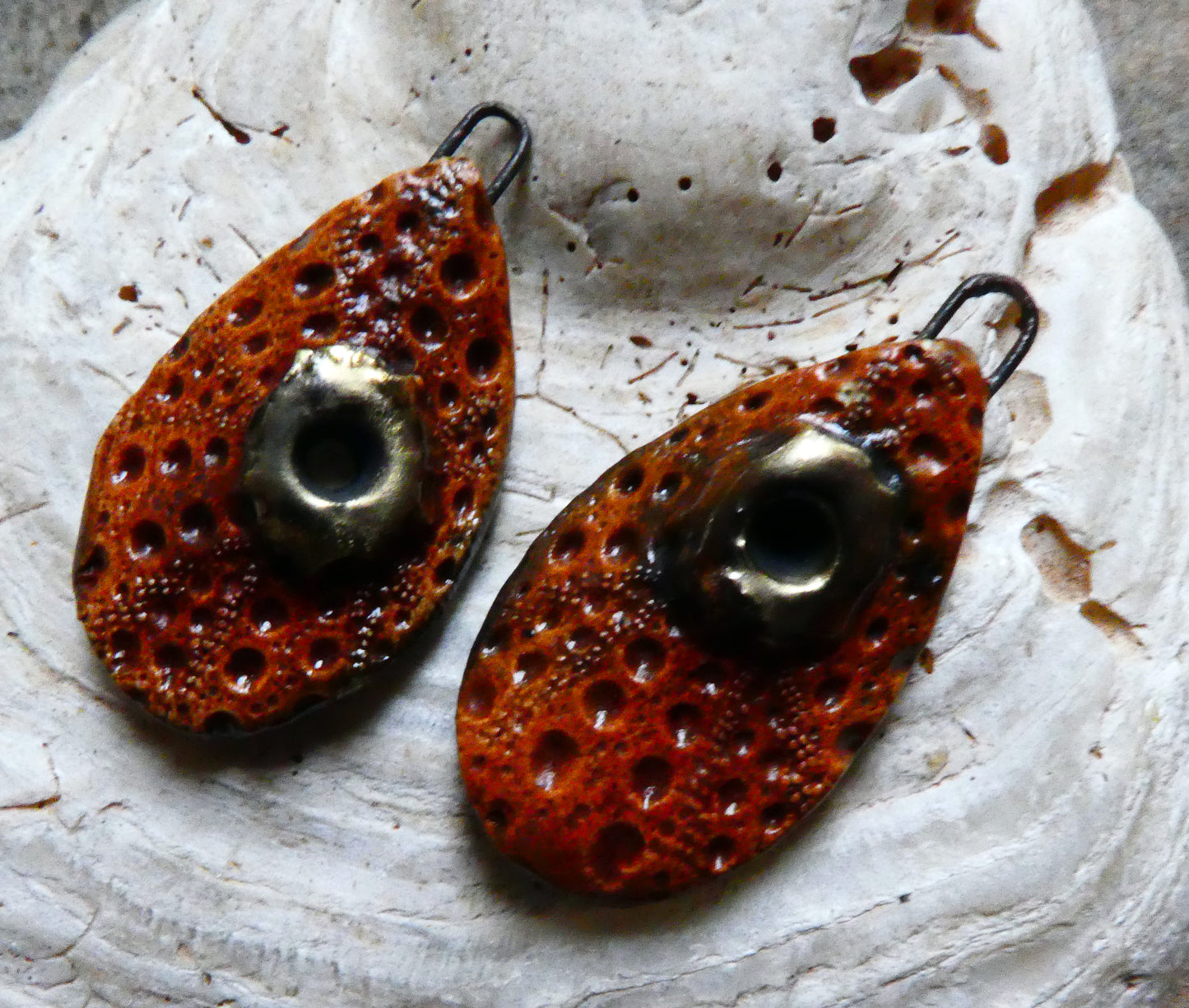 Ceramic Urchin Textured  Earring Charms -Tuscan Sun