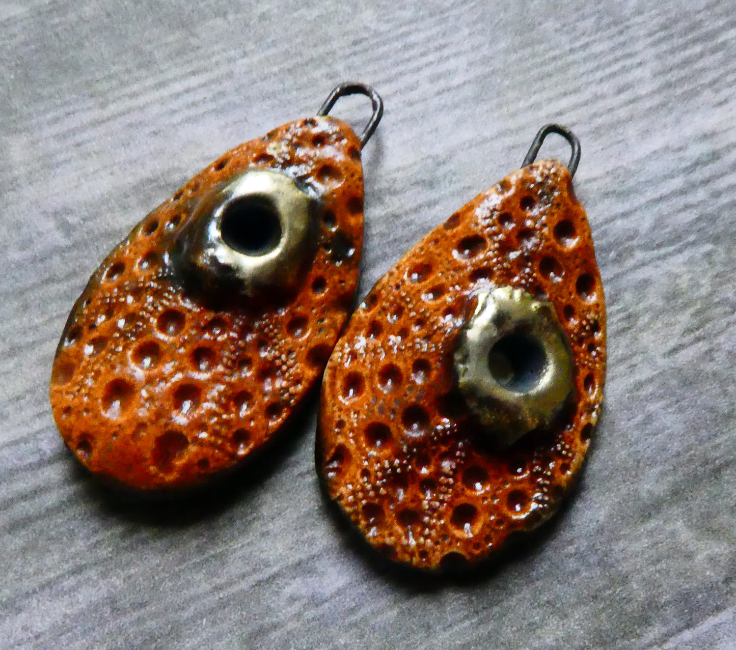 Ceramic Urchin Textured  Earring Charms -Tuscan Sun