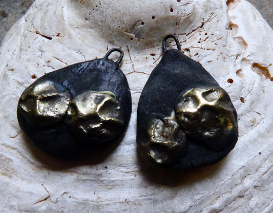 Ceramic Textured Scoop  Earring Charms -Matte Black #1