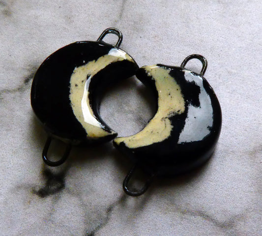 Ceramic Light and Dark Moon Earring Connectors