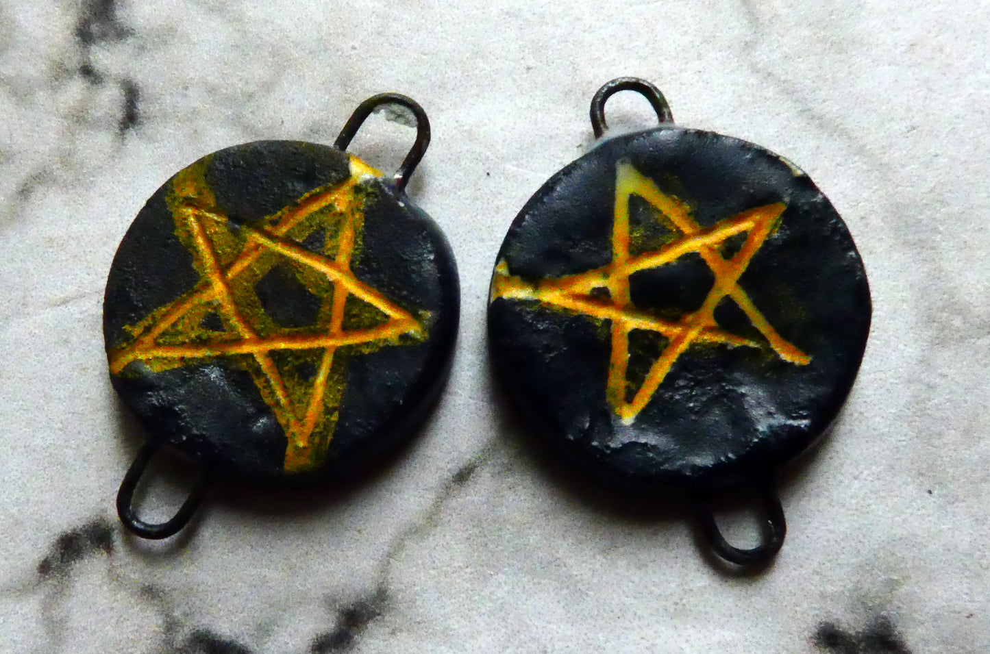 Ceramic Pentagram Earring Connectors - Yellow