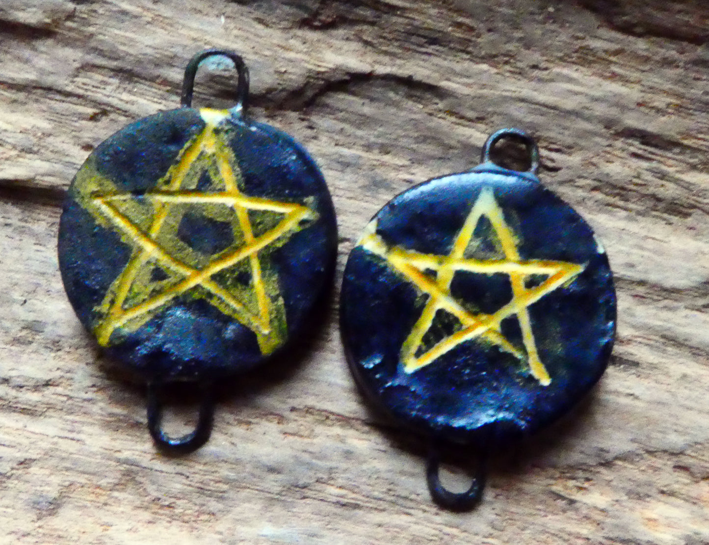 Ceramic Pentagram Earring Connectors - Yellow