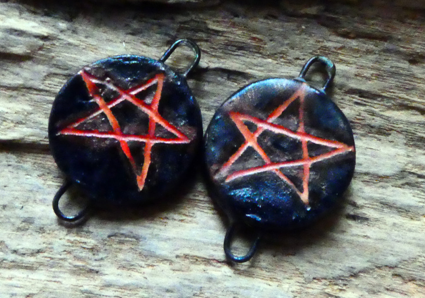 Ceramic Pentagram Earring Connectors - Orange
