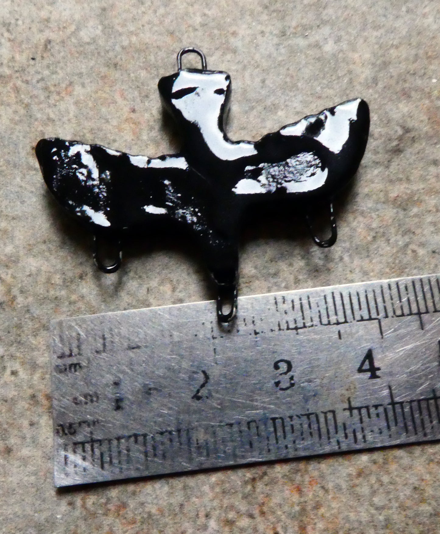 Ceramic Crow Necklace Connector - Gloss