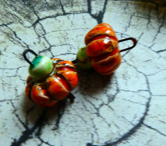 Ceramic Pumpkin Earring Connectors