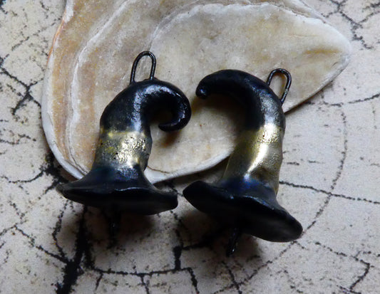 Ceramic Witch Hat Earring Connectors - Matte